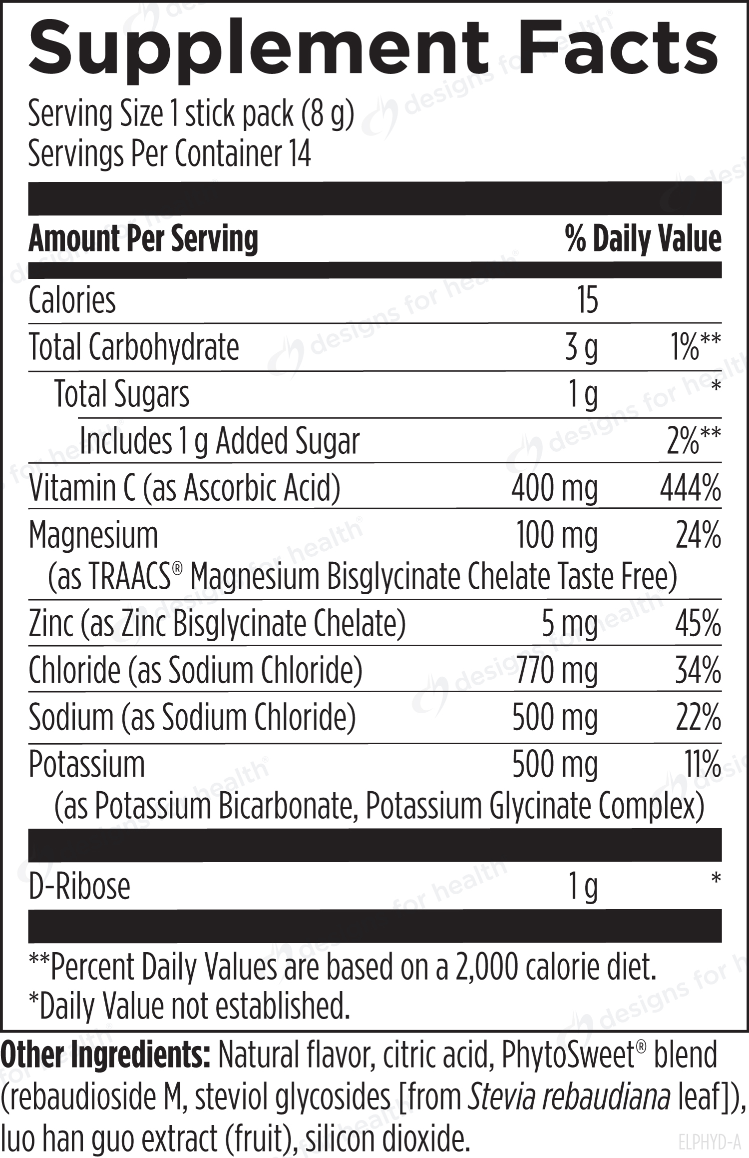 Designs for Health ElectroPure Hydration Ingredients