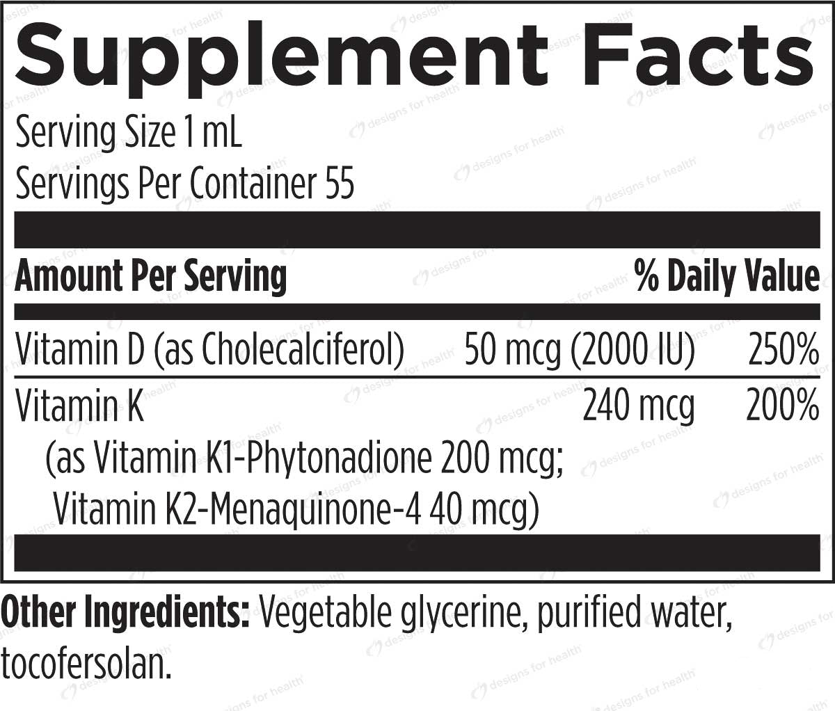 Designs for Health Emulsi-D3 Synergy Ingredients