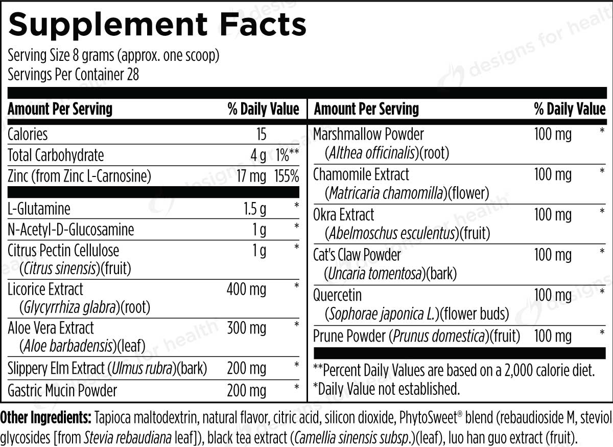 Designs for Health GI Revive Ingrediets