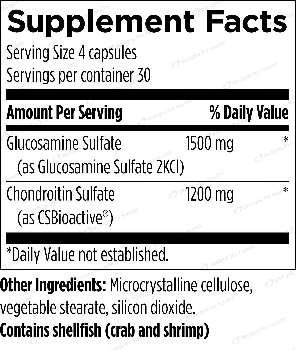 Designs for Health Glucosamine Chondroitin Ingredients