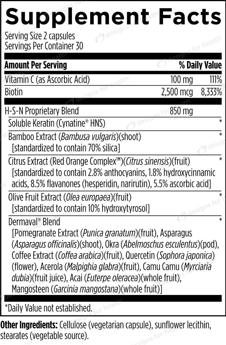 Designs for Health H-S-N Radiance Capsules (Formerly H-S-N Complete) Ingredients