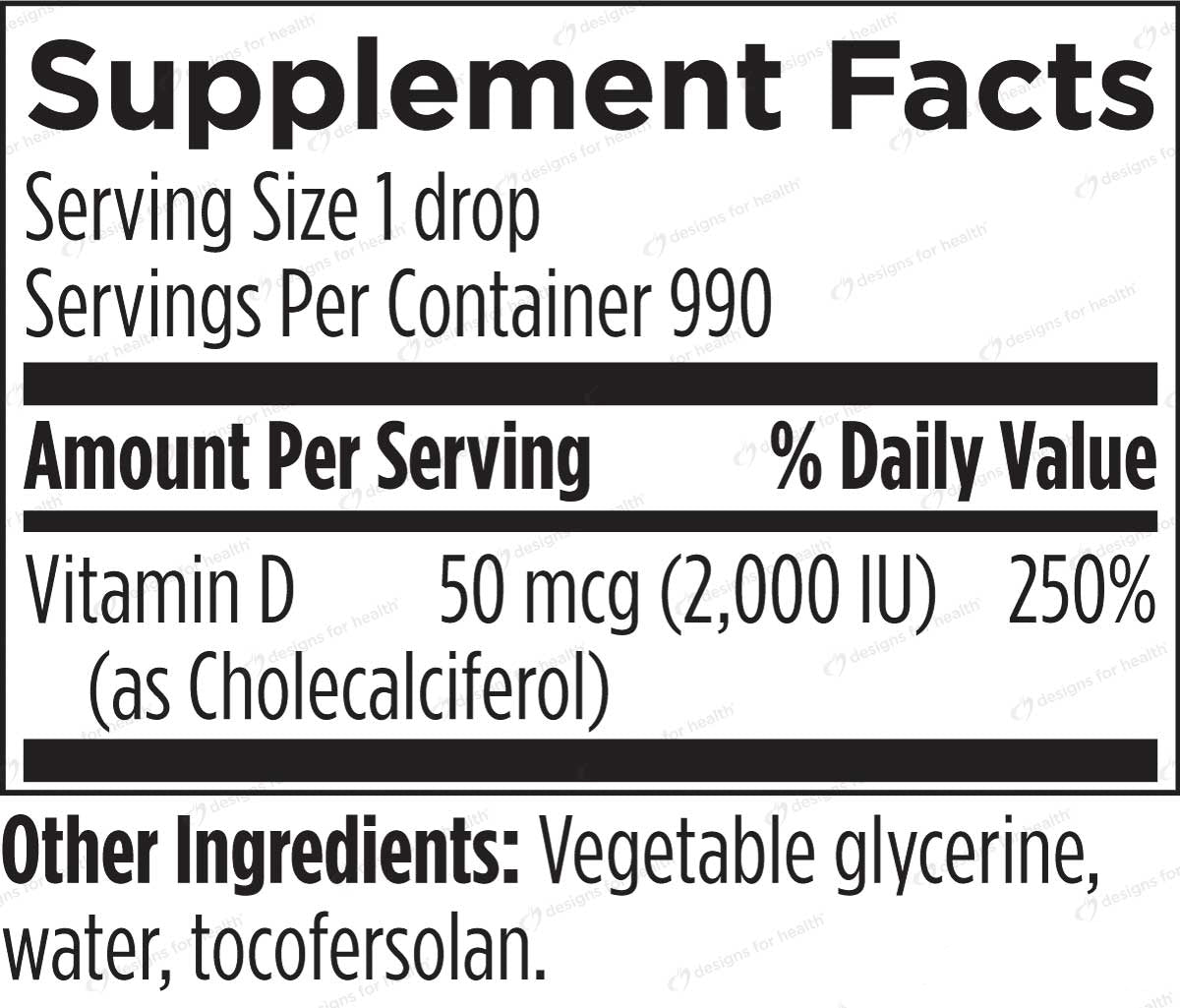 Designs for Health Hi-Po Emulsi-D3 Ingredients