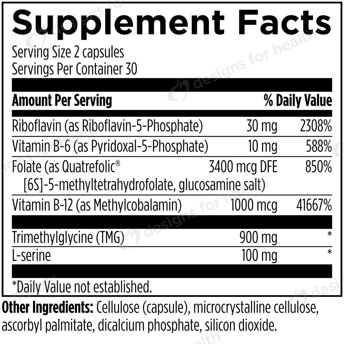Designs for Health Homocysteine Supreme Ingredients