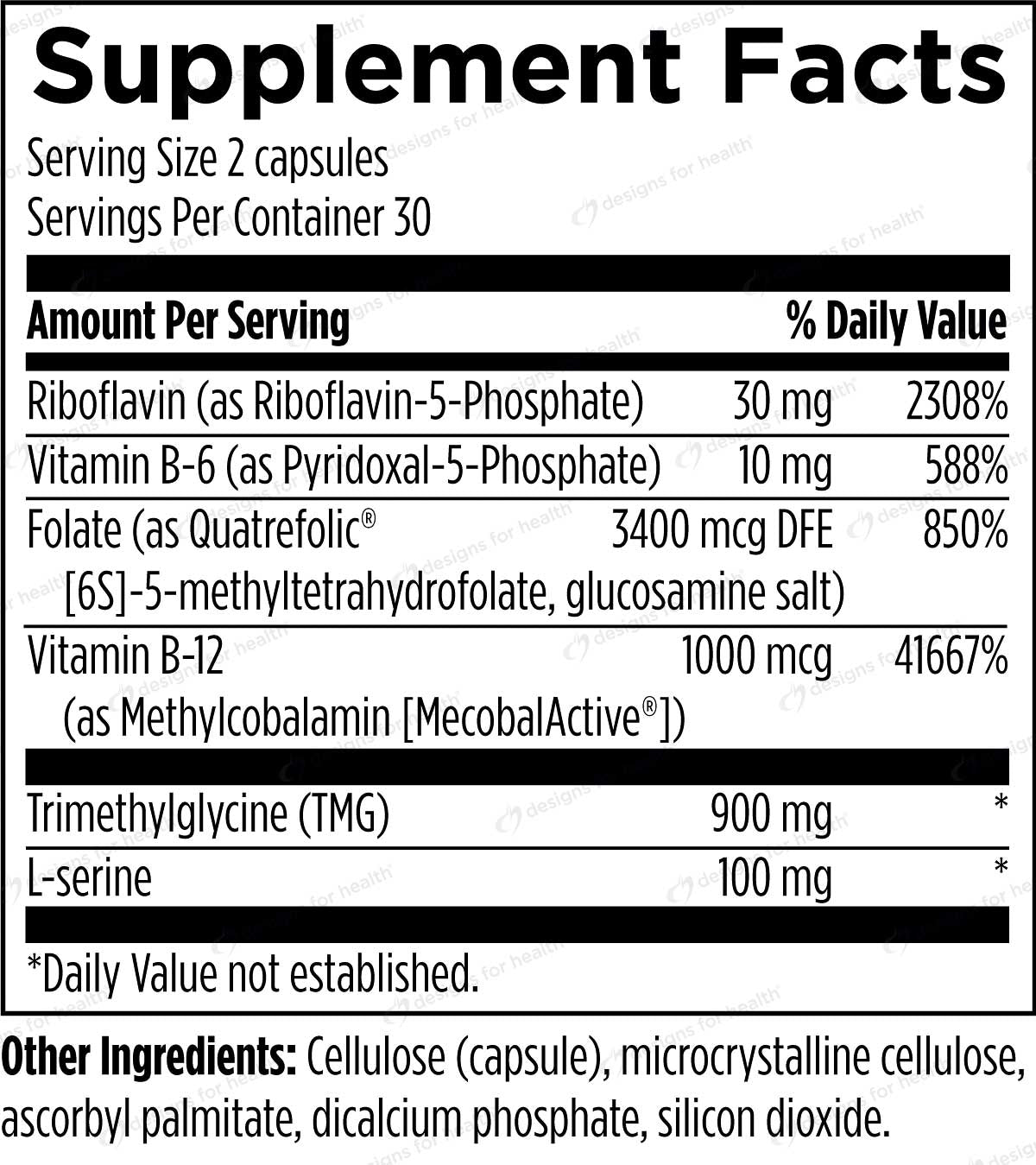Designs for Health Homocysteine Supreme Ingredients