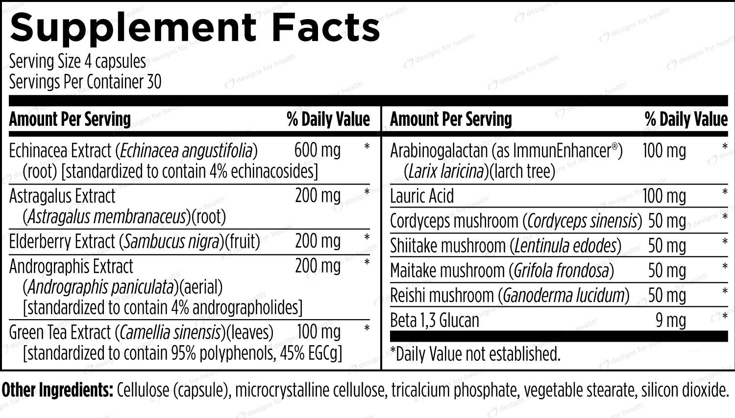 Designs for Health Immunitone Plus Ingredients