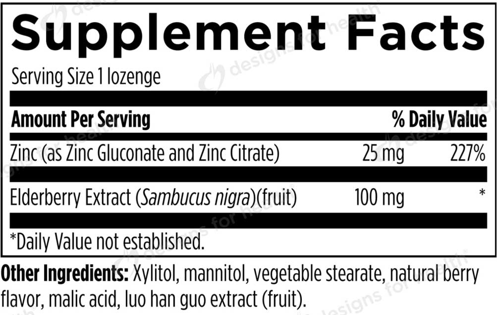 Designs for Health Immuno-Zn Lozenge Ingredients