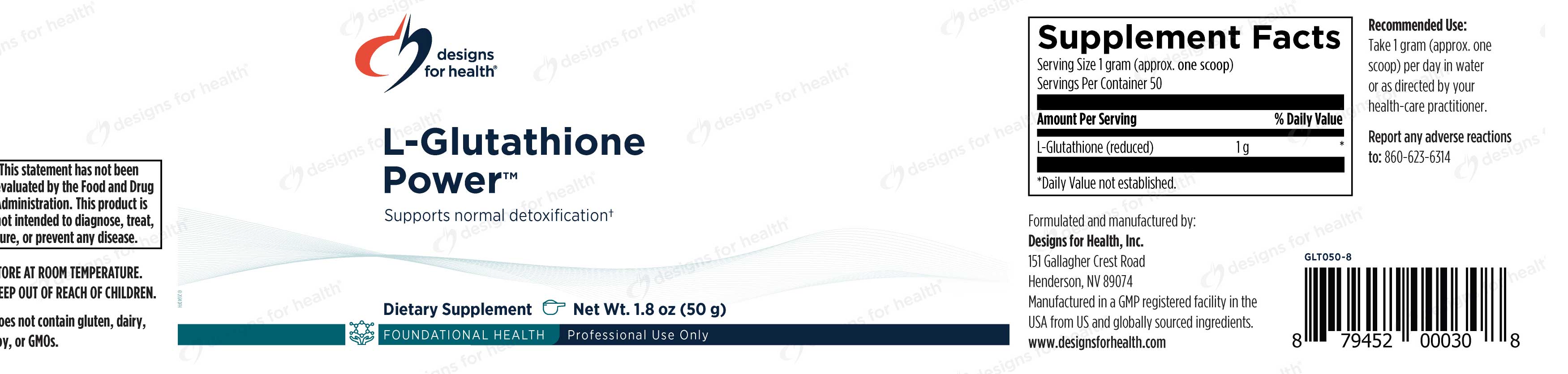 Designs for Health L-Glutathione Power Label