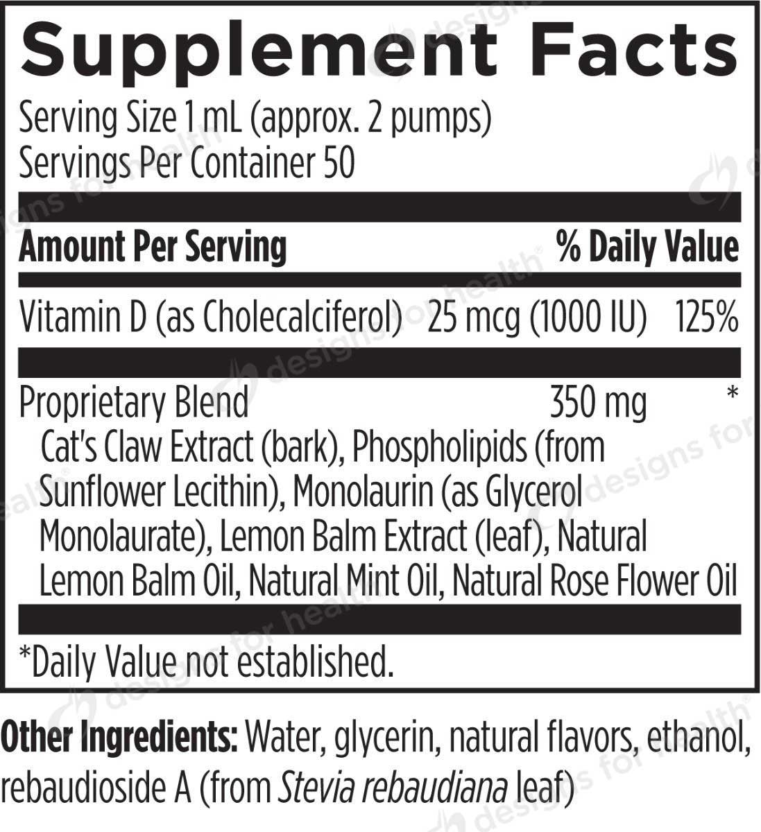 Designs for Health Liposomal Cat's Claw Synergy Ingredients