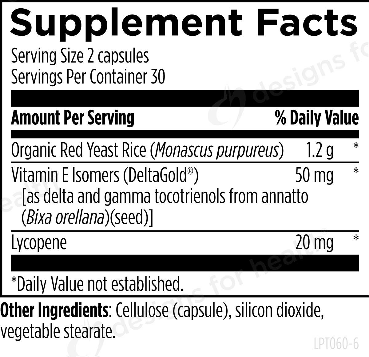 Designs for Health Lipotrienols RYR Ingredients