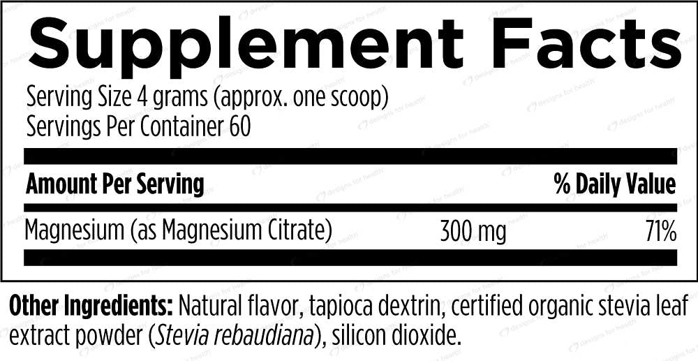 Designs for Health MagCitrate Powder Ingredients