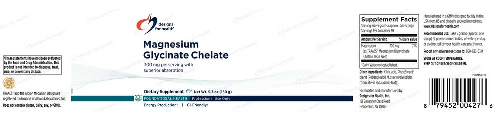 Designs for Health Magnesium Glycinate Chelate Powder