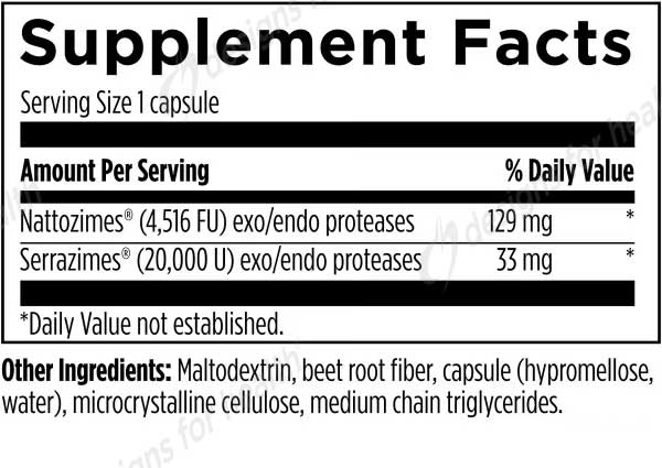 Designs for Health Natto-Serrazime Ingredients