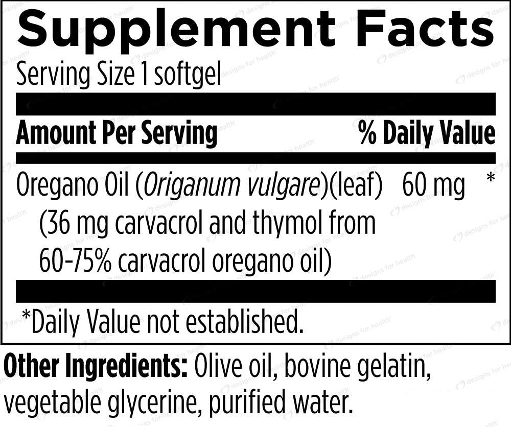 Designs for Health Oil of Oregano Ingredients