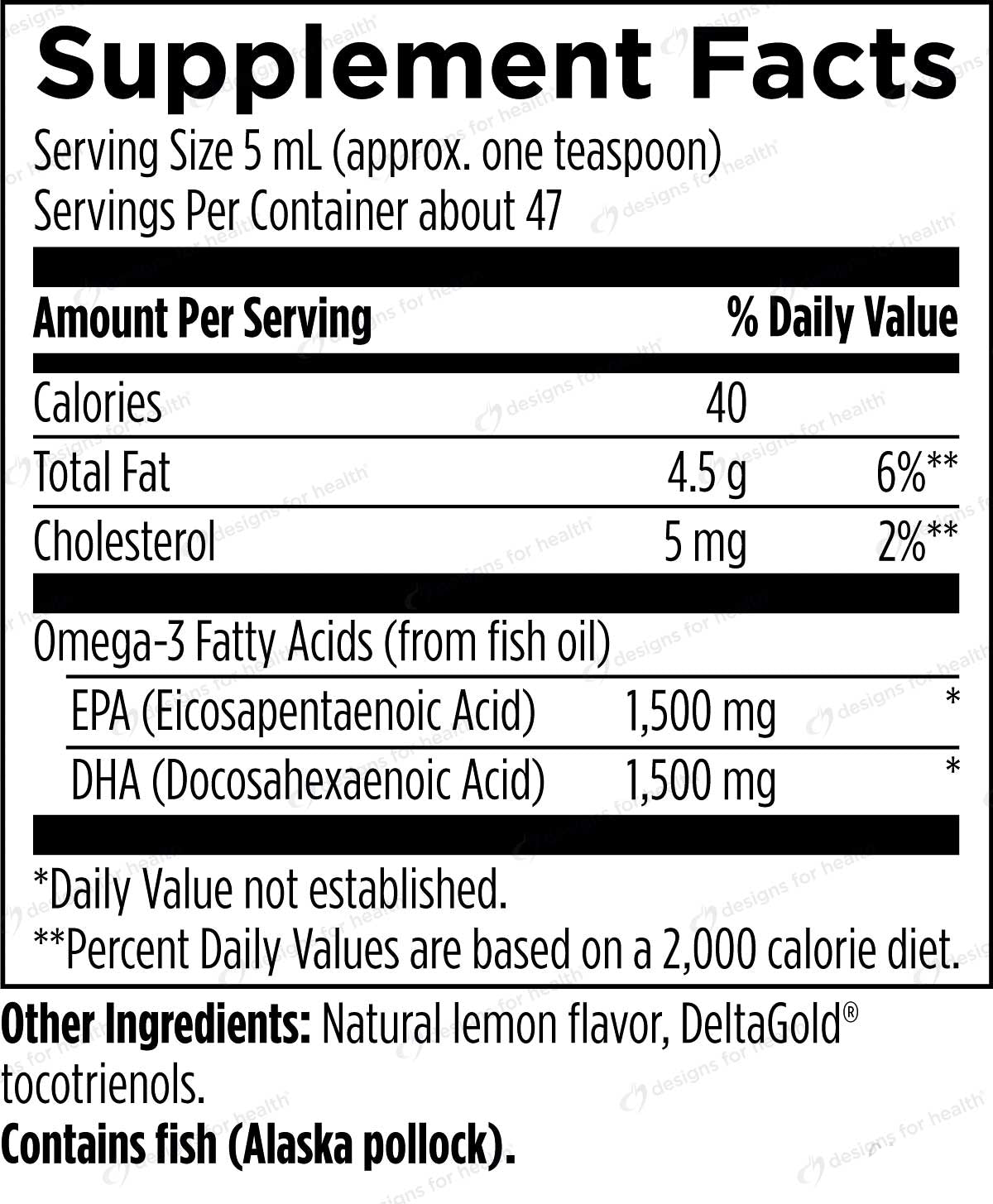 Designs for Health OmegAvail Hi-Po Liquid Ingredients