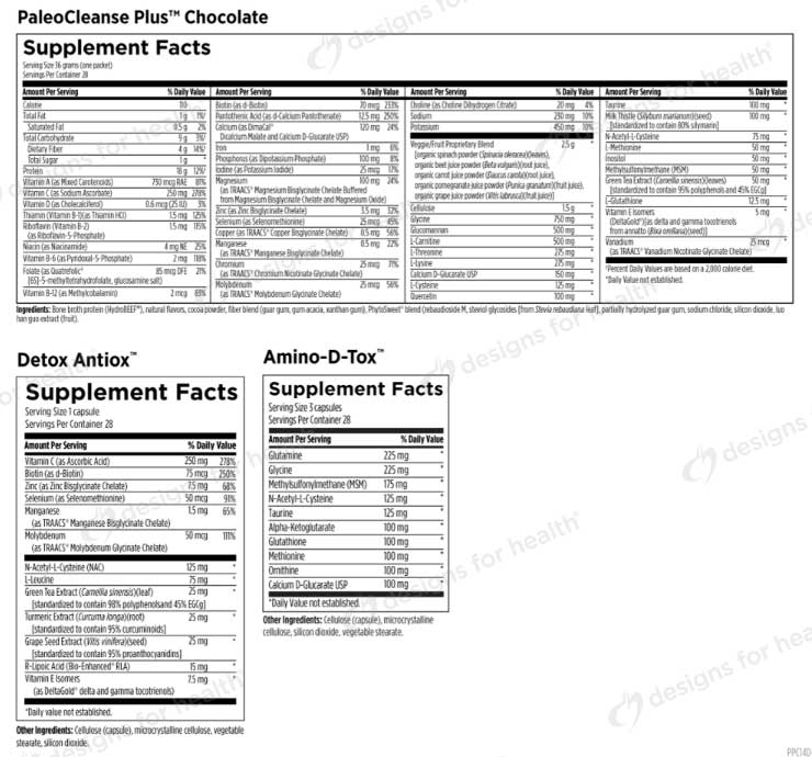 Designs for Health PaleoCleanse Plus Detox Program, 14 Day Detox Kit Ingredients