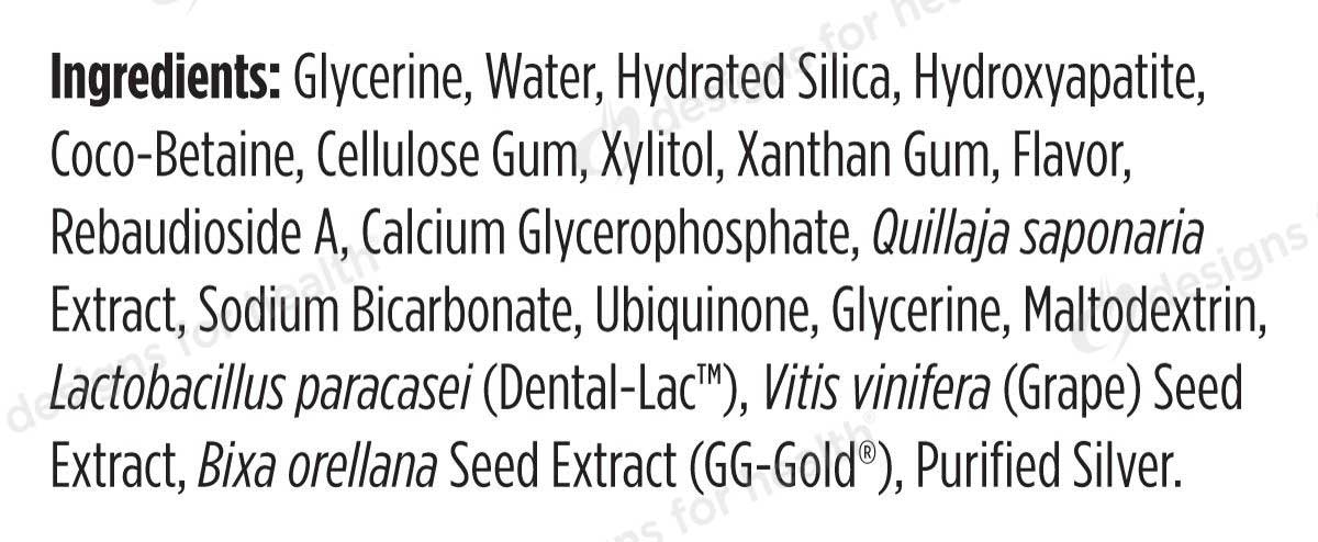 Designs for Health PerioBiotic Silver (Probiotic Toothpaste) Ingredients