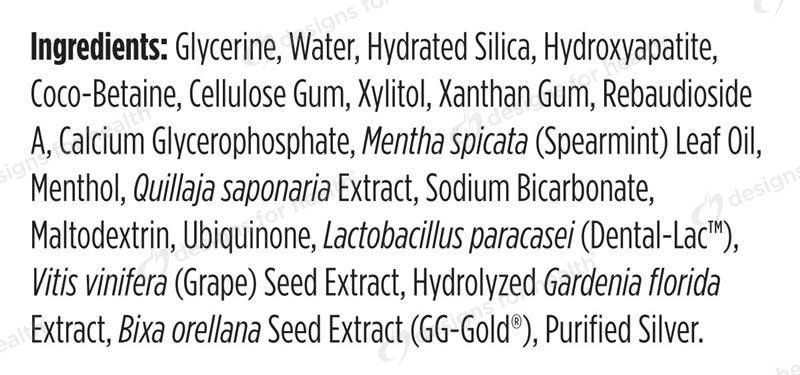 Designs for Health PerioBiotic Silver (Probiotic Toothpaste) Ingredients