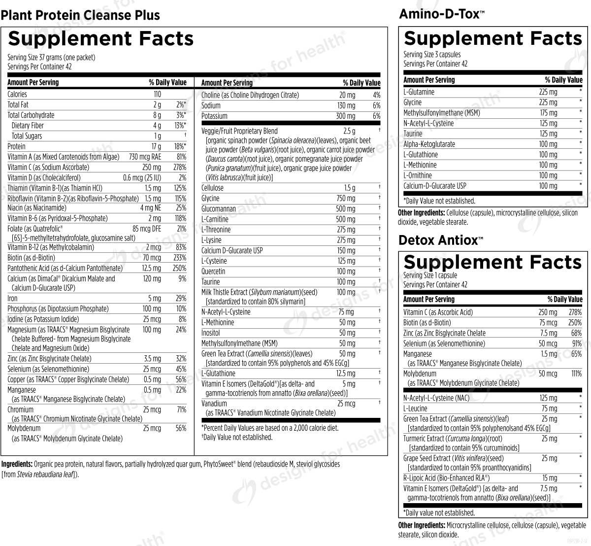 Designs for Health Plant Protein Cleanse Plus 21 Day Detox Program (Formerly VegeCleanse Plus Detox Program) Ingredients