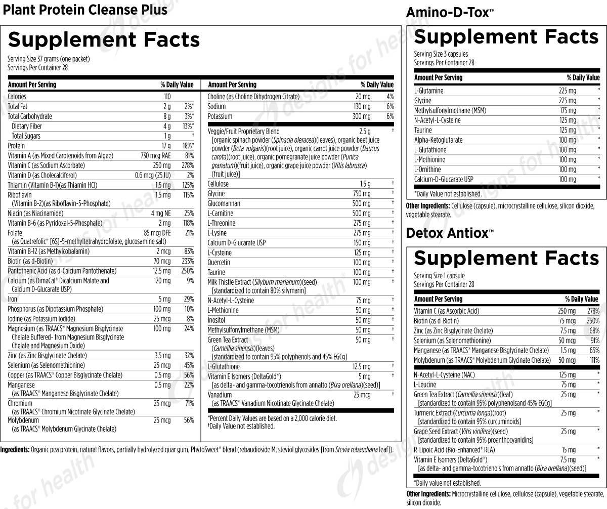 Designs for Health Plant Protein Cleanse Plus 14 Day Detox Program (Formerly VegeCleanse Plus Detox Program) Ingredients