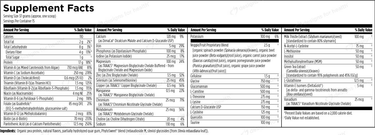 Designs for Health Plant Protein Cleanse Plus (Formerly VegeCleanse Plus) Ingredients