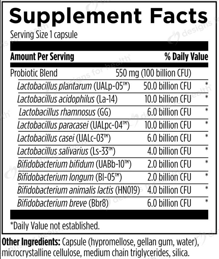 Designs for Health ProbioMed™ 100 Ingredients
