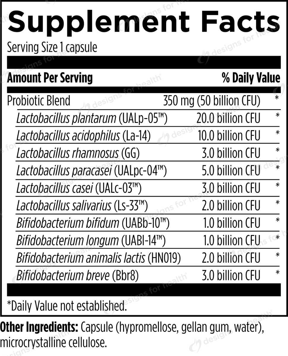 Designs for Health ProbioMed 50 Ingredients