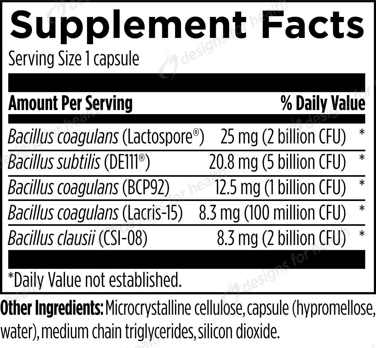 Designs for Health ProbioSpore Ingredients