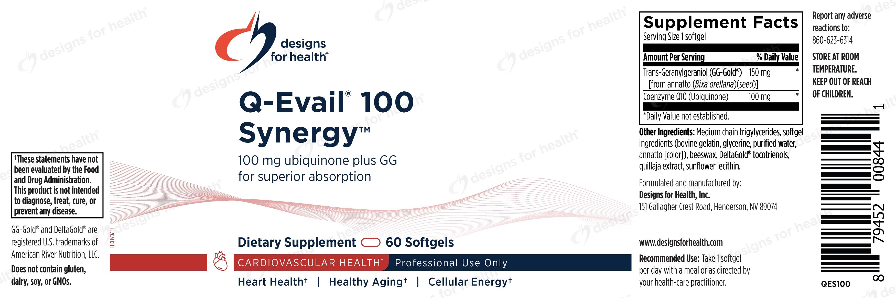 Designs for Health Q-Evail® 100 Synergy™ Label