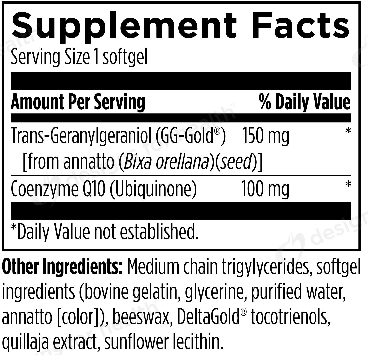 Designs for Health Q-Evail® 100 Synergy™ Ingredients