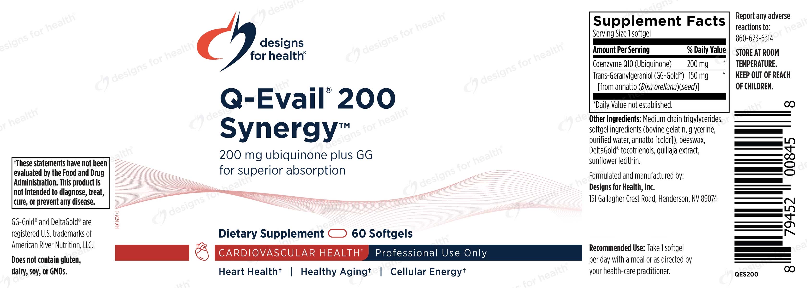 Designs for Health Q-Evail® 200 Synergy™ Label