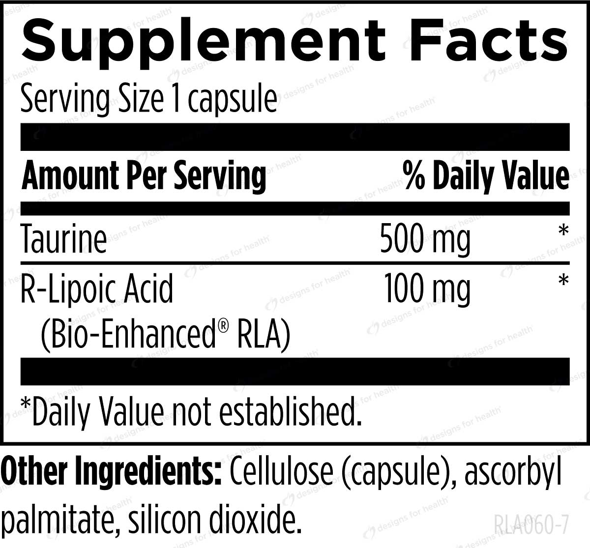 Designs for Health Stabilized R-Lipoic Acid Supreme Ingredients