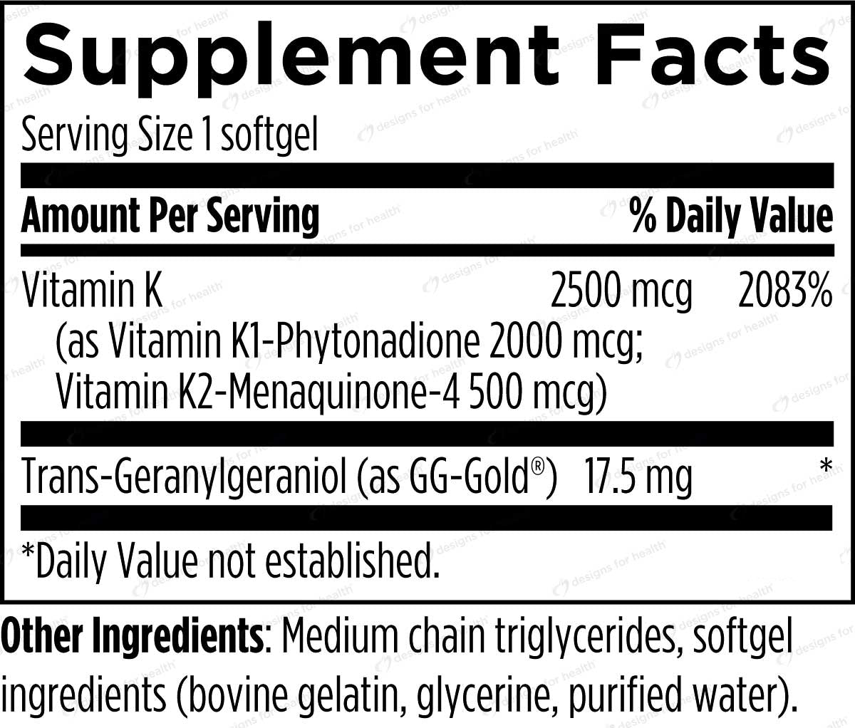 Designs for Health TRI-K Ingredients