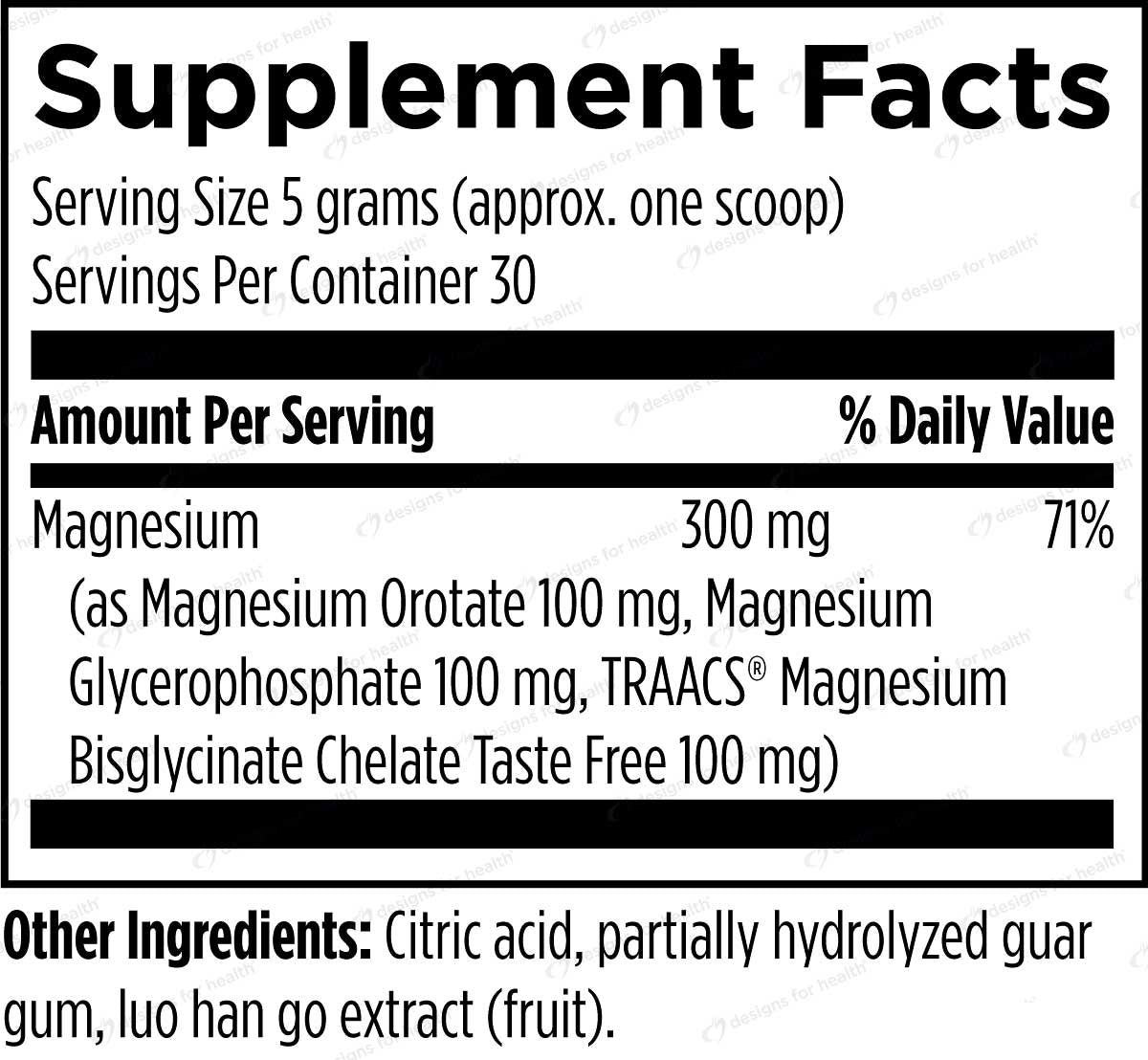 Designs for Health TriMag Supreme™ Ingredients