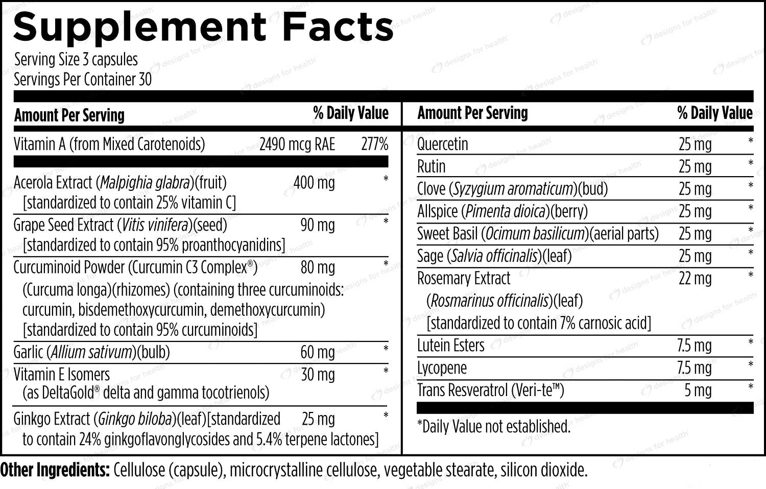 Designs for Health Ultimate Antiox Full Spectrum Ingredients