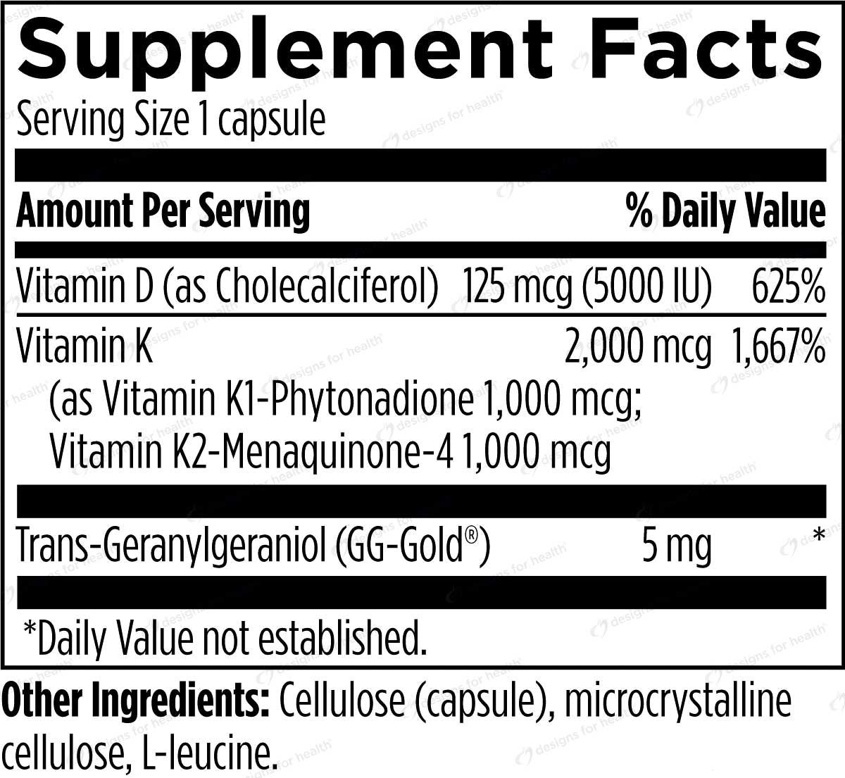 Designs for Health Vitamin D Supreme Ingredients