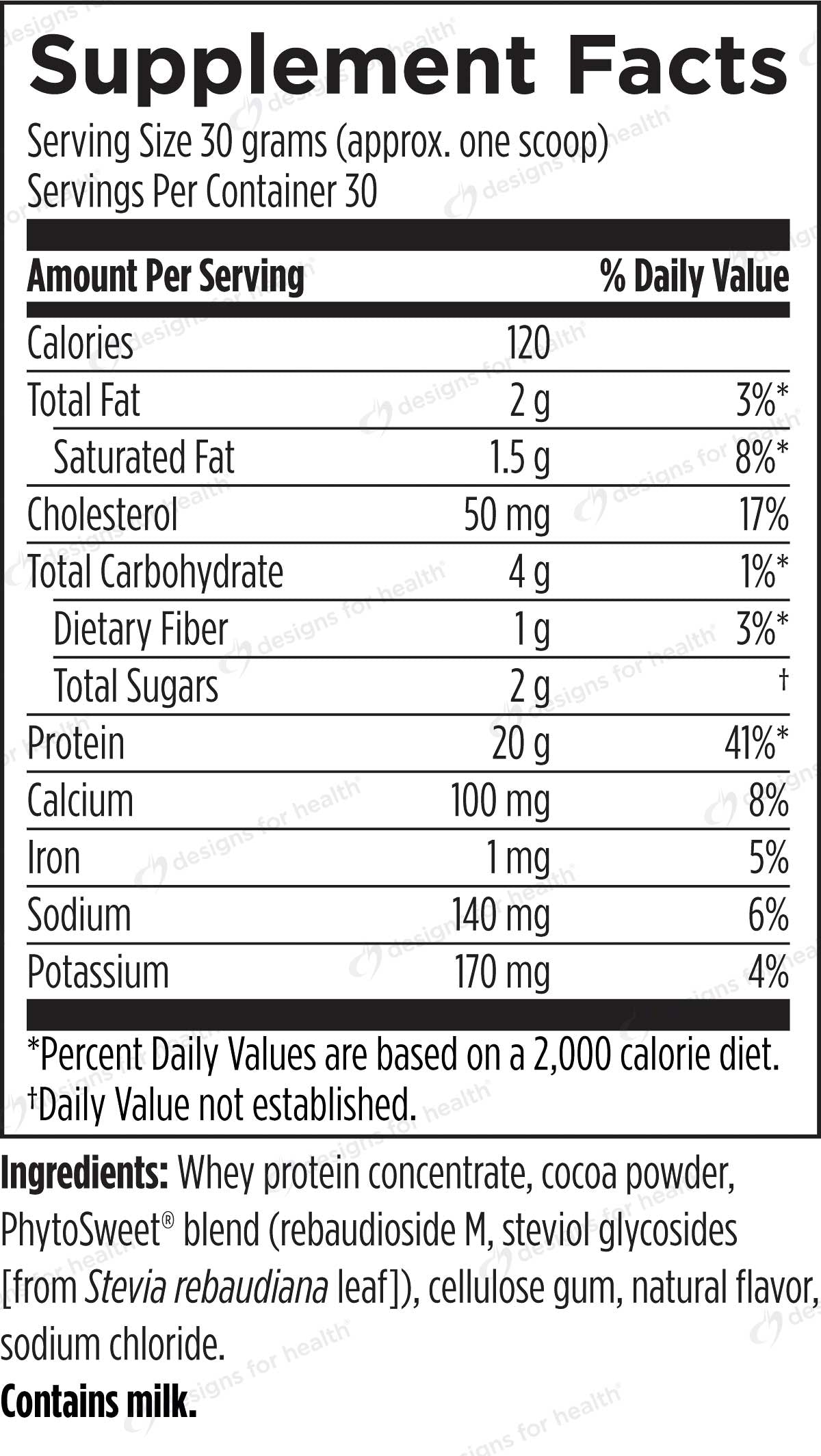 Designs for Health WheyCool Powder Ingredients