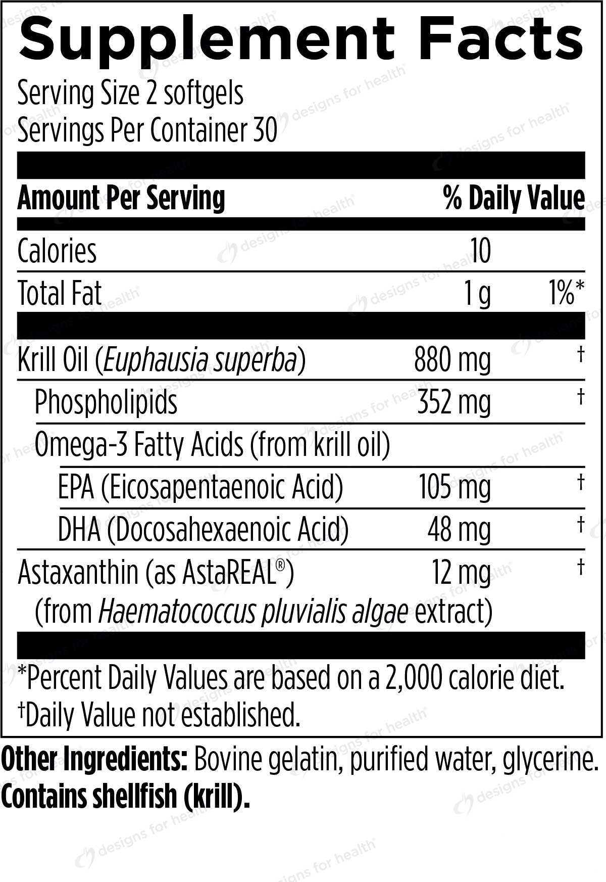 Designs for Health XanthOmega Krill Oil Ingredients