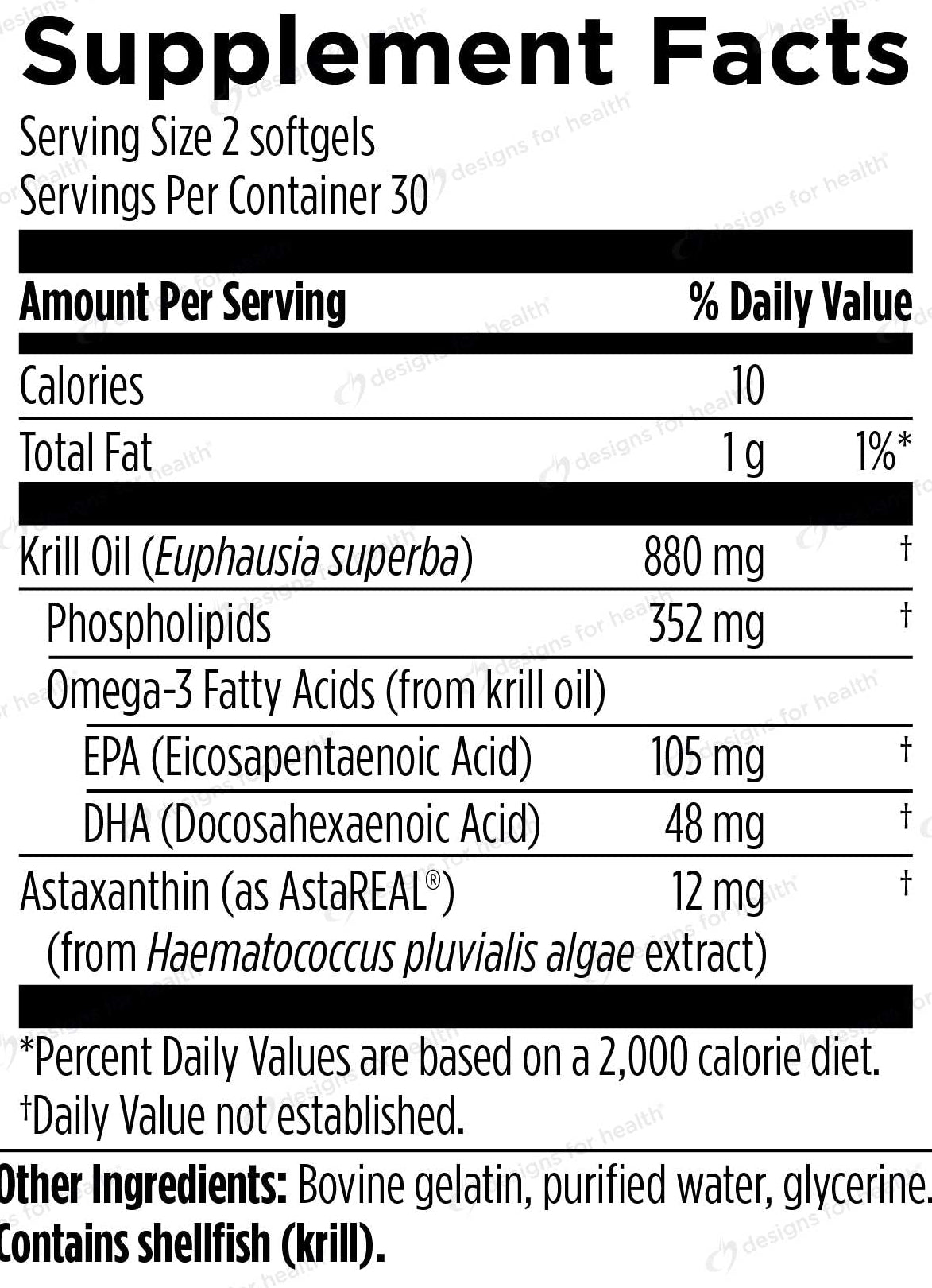 Designs for Health XanthOmega Krill Oil Ingredients