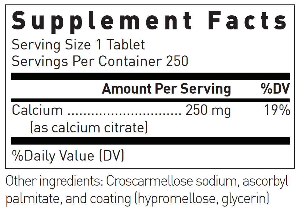 Douglas Laboratories Calcium Citrate Ingredients