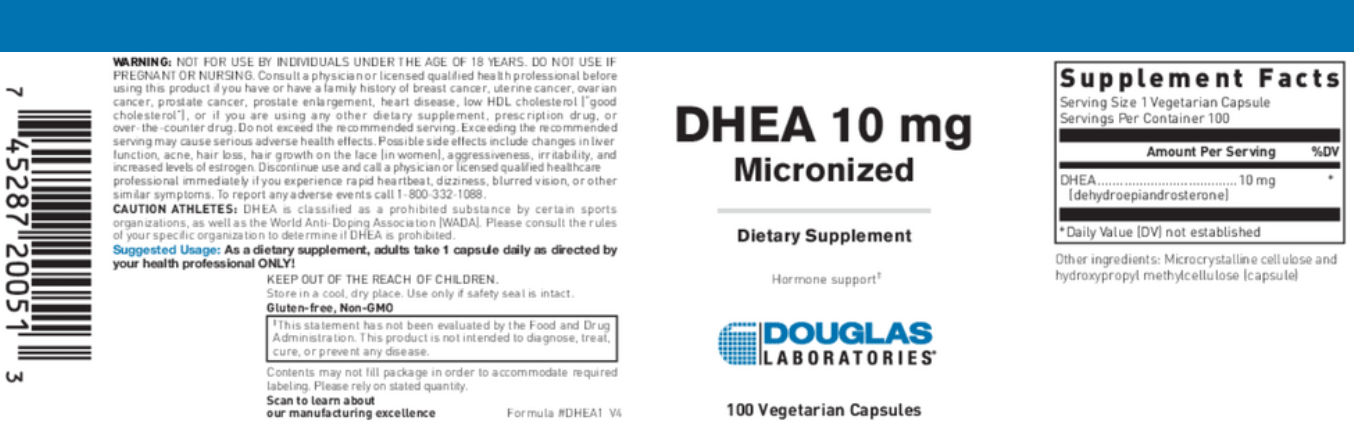 Douglas Laboratories DHEA 10mg Label