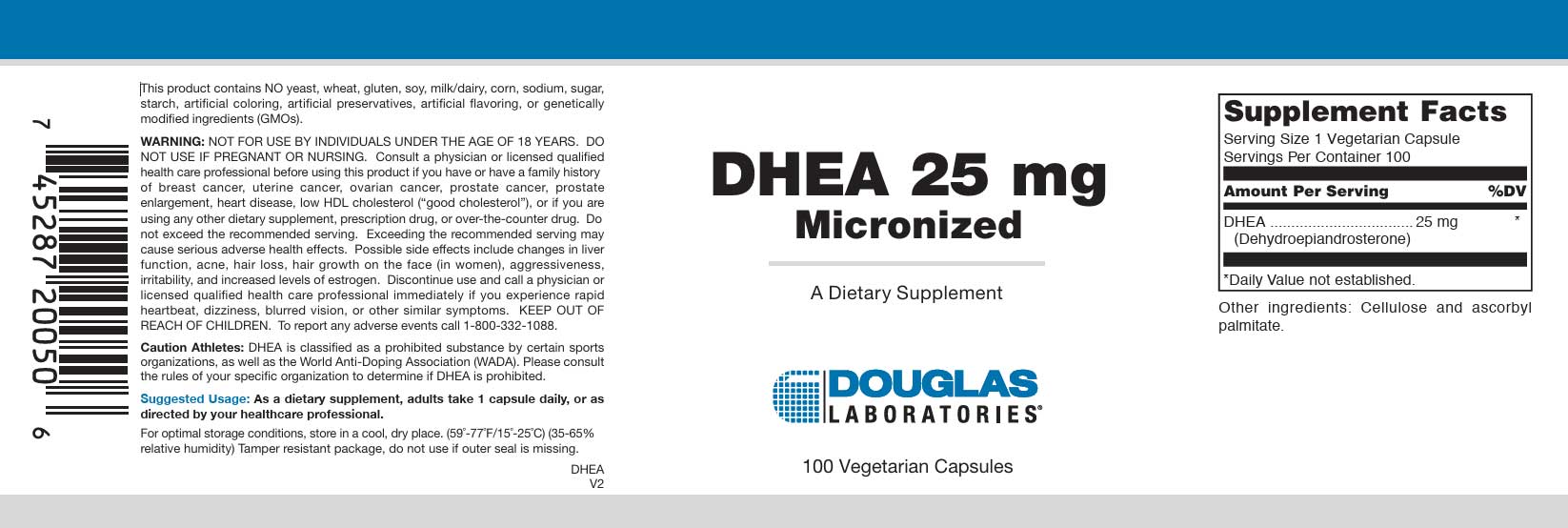 Douglas Laboratories DHEA 25mg Label
