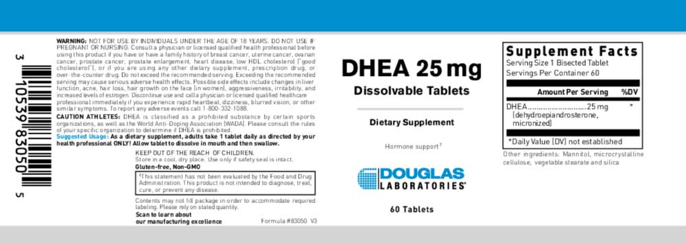 Douglas Laboratories DHEA 25mg Label