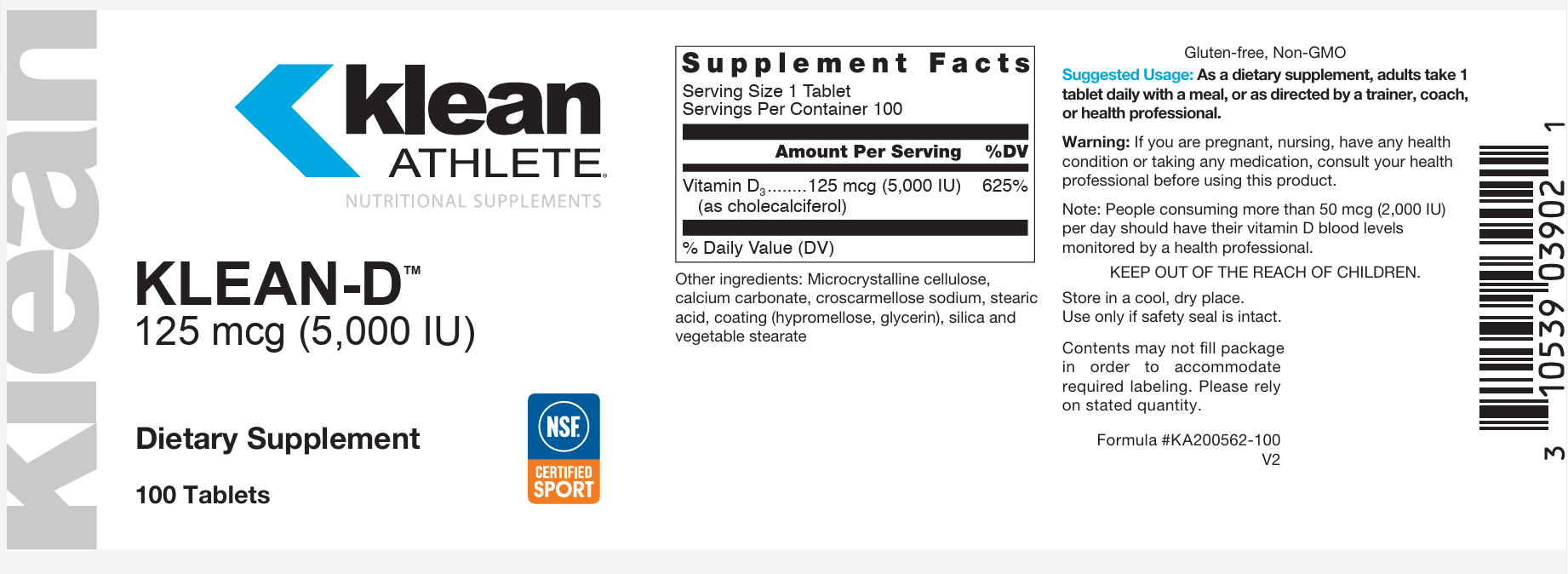 Douglas Laboratories Klean-D 5000 IU Label