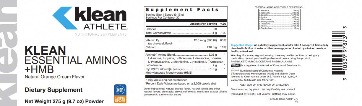 Douglas Laboratories Klean Essential Aminos +HMB Label