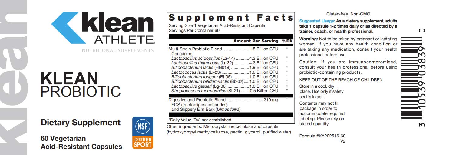 Douglas Laboratories Klean Probiotic Label