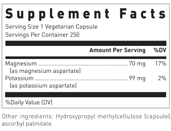 Douglas Laboratories Magnesium Potassium Aspartate (Formerly Magnesium / Potassium Complex) Ingredients