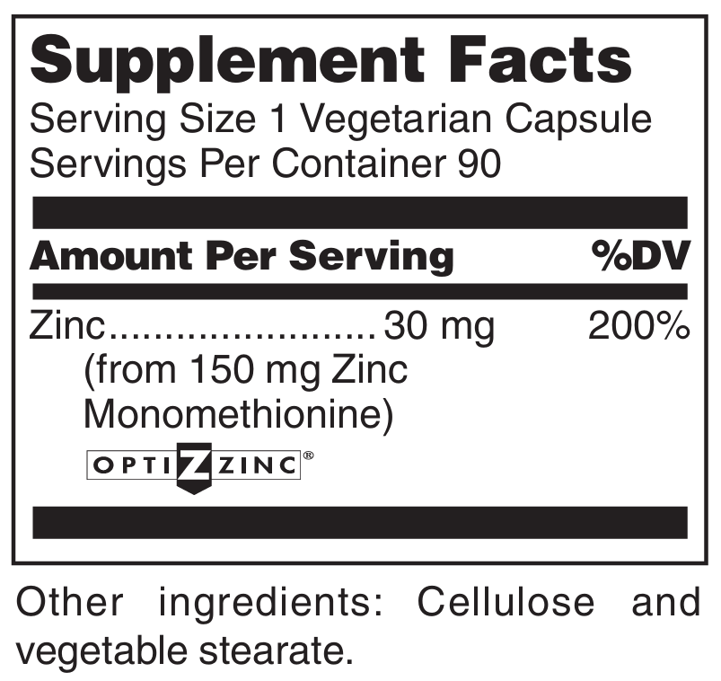 Douglas Laboratories OptiZinc 30 Ingredients