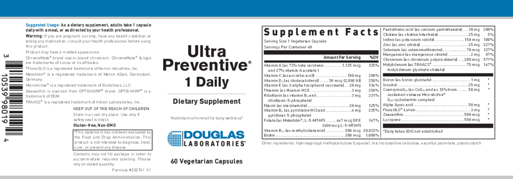 Douglas Laboratories Ultra Preventive 1 Daily Label
