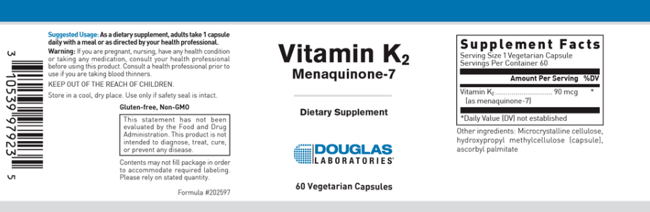 Douglas Laboratories Vitamin K2 Label