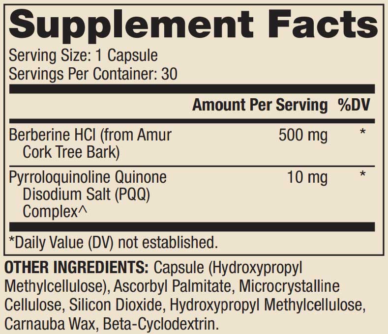 Dr. Mercola Berberine and MicroPQQ Ingredients